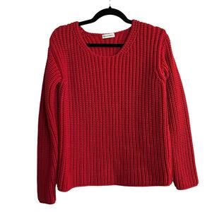 Mansur Gavriel Sweater Chunky Knit Long Sleeve Made in Italy Red Size Small